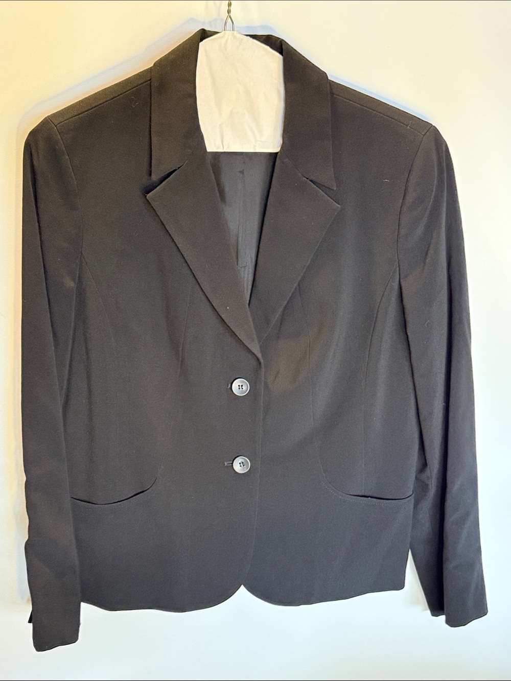 Jones & Co. Strech Black Women's Blazer Tailored Two-Button Jacket Size: 14